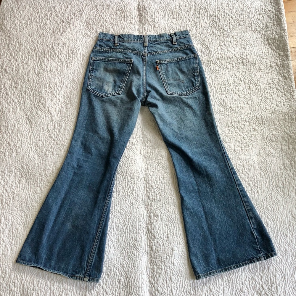 Vintage 70s Levis 684 Orange Tab Bell Bottom Super Flare Jeans - Picture 13 of 14